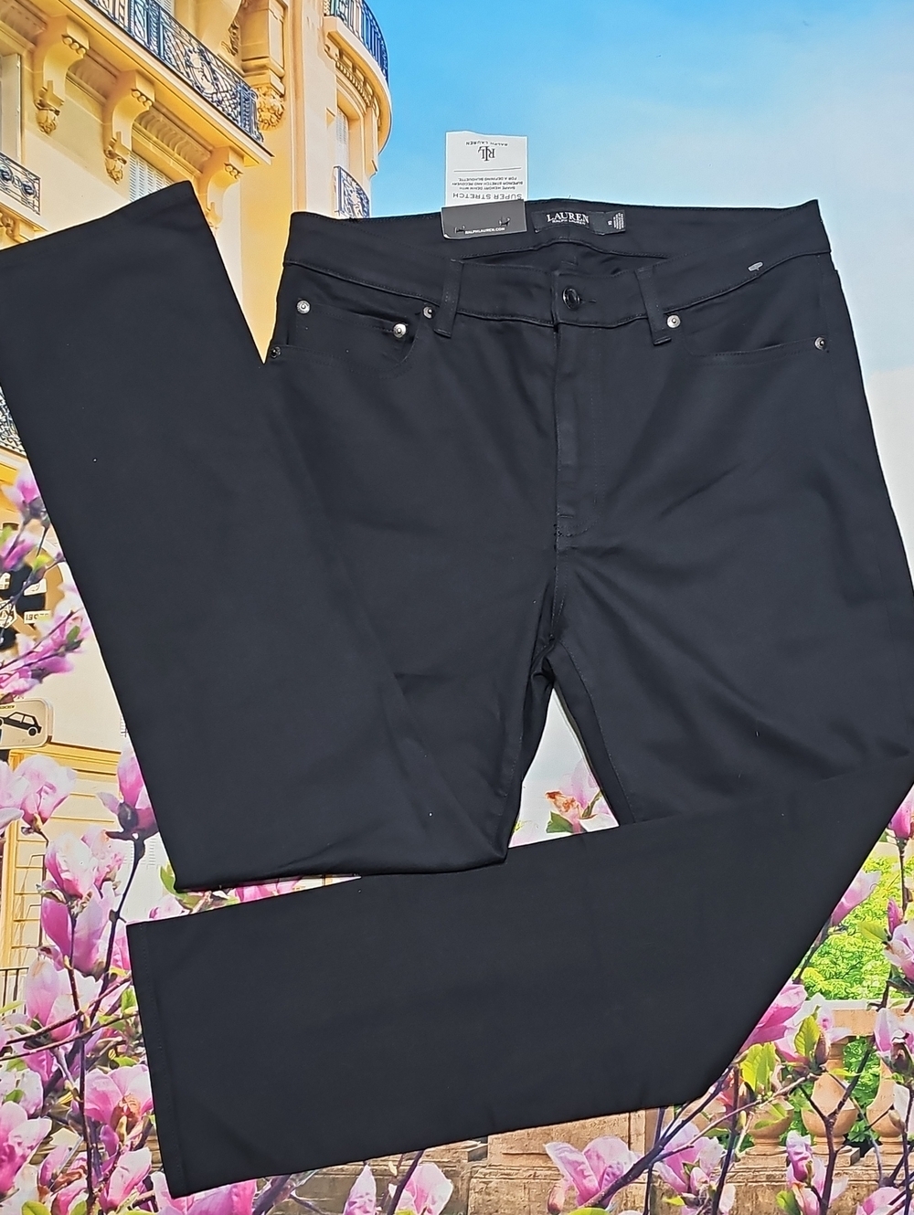 Lauren Ralph Lauren Straight-Leg Black Jeans Size 12/31 New - Picture 2 of 5